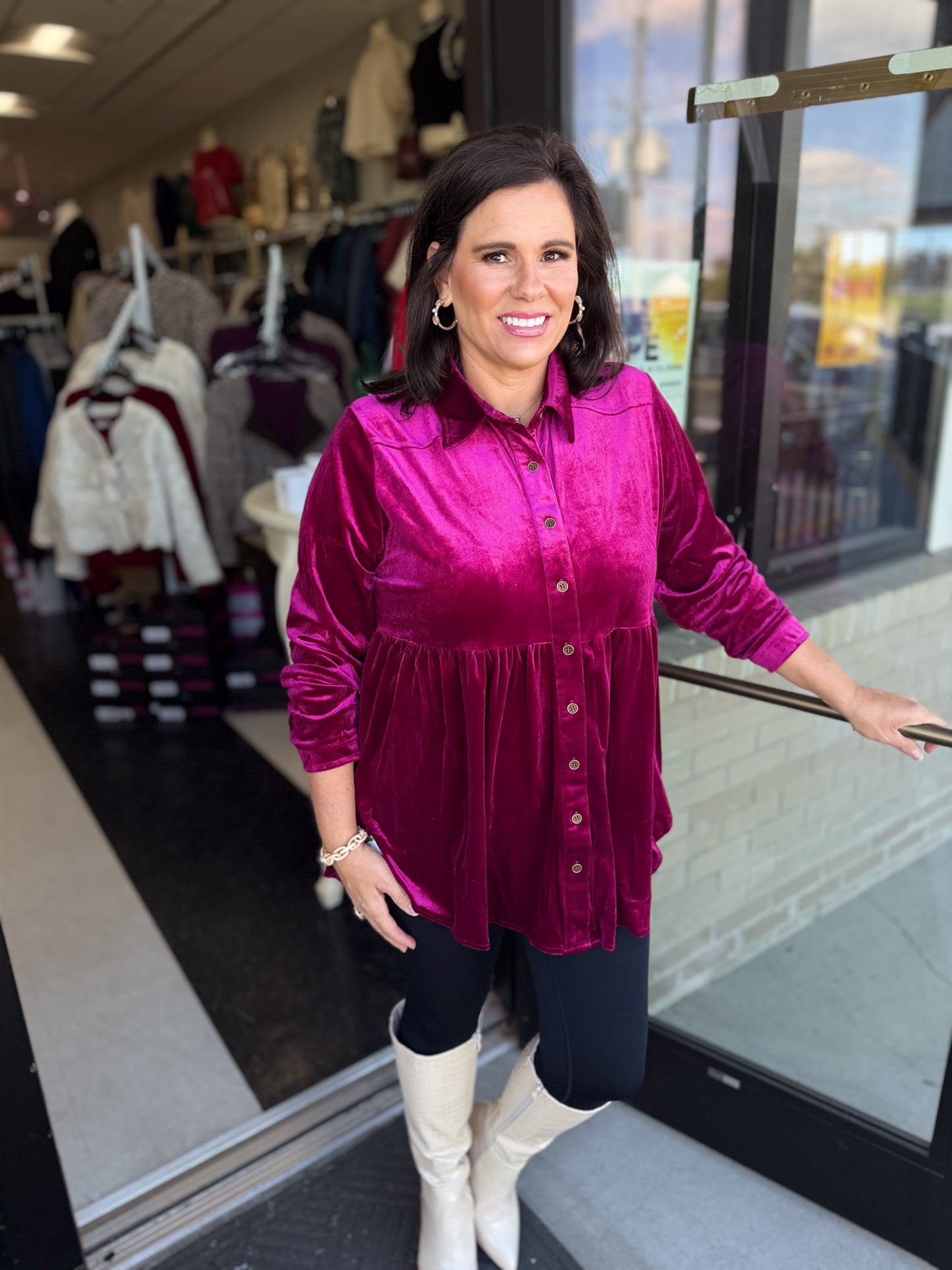 Aurora Velvet Tunic Top