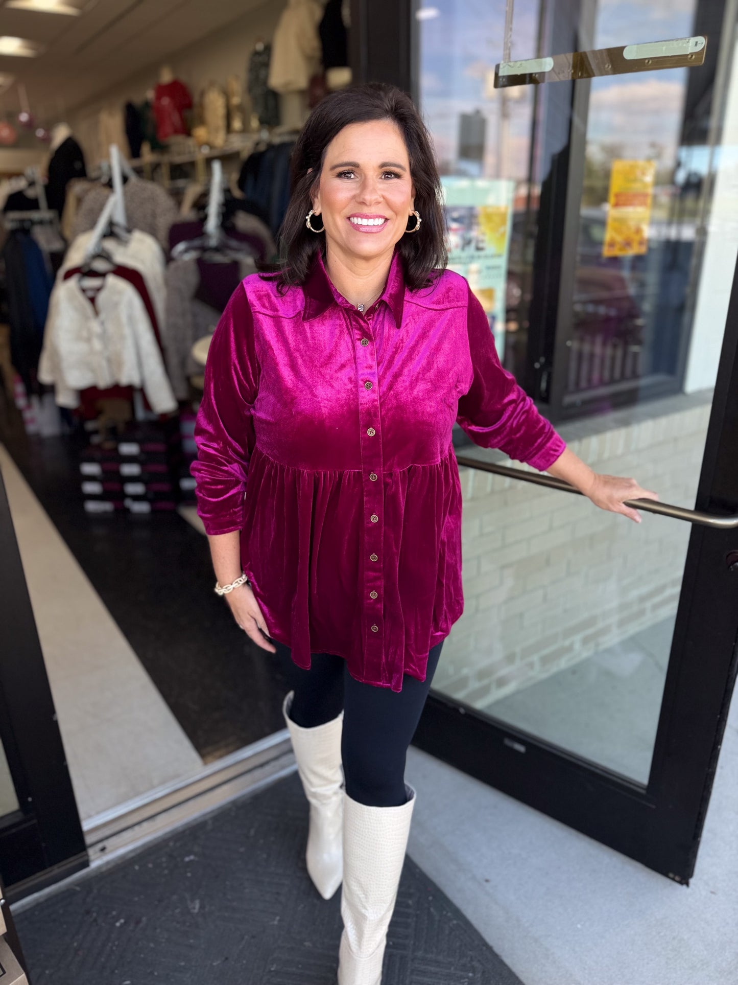 Aurora Velvet Tunic Top