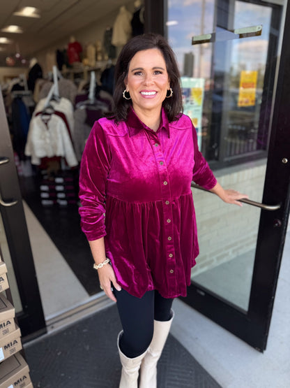 Aurora Velvet Tunic Top