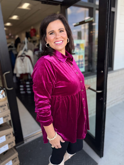 Aurora Velvet Tunic Top