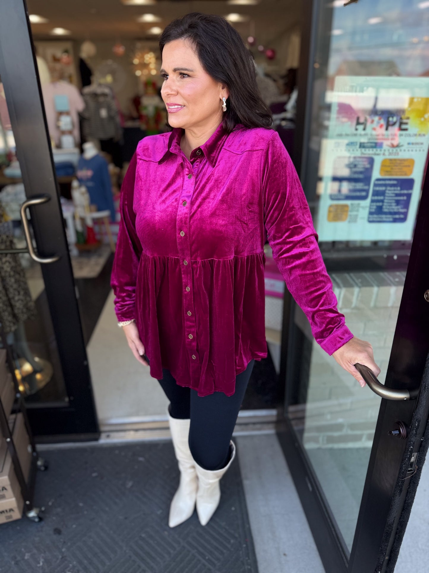 Aurora Velvet Tunic Top