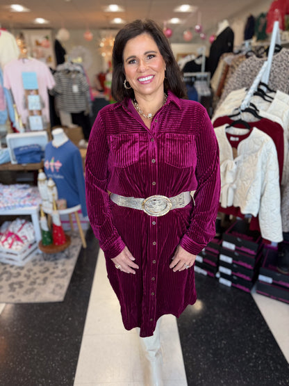 Sienna Stripe Velvet Midi Dress