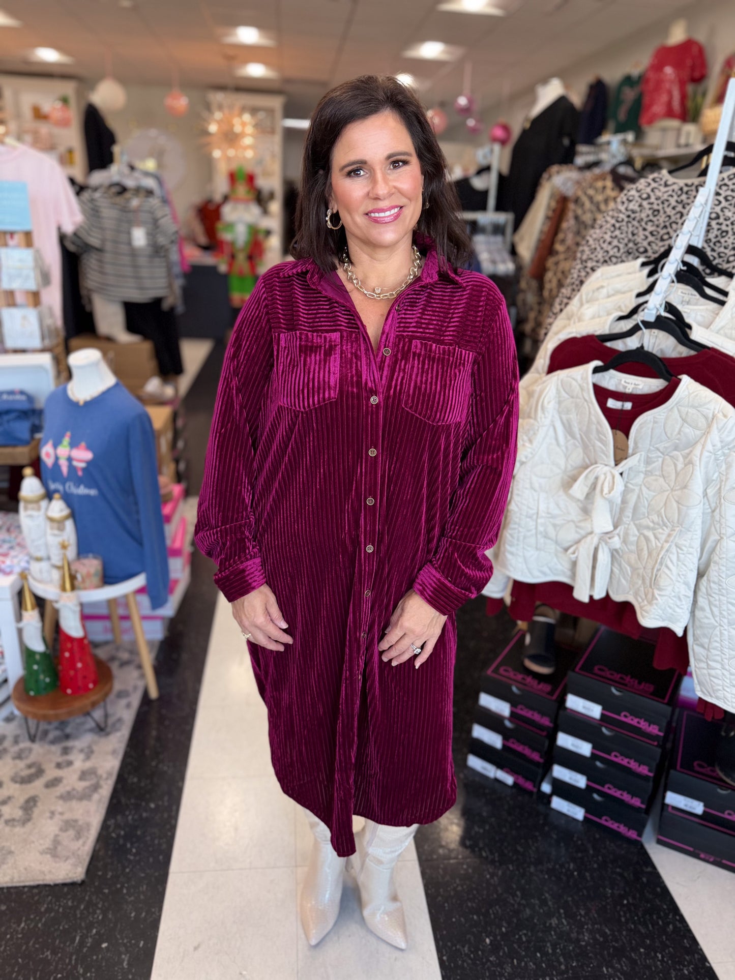 Sienna Stripe Velvet Midi Dress