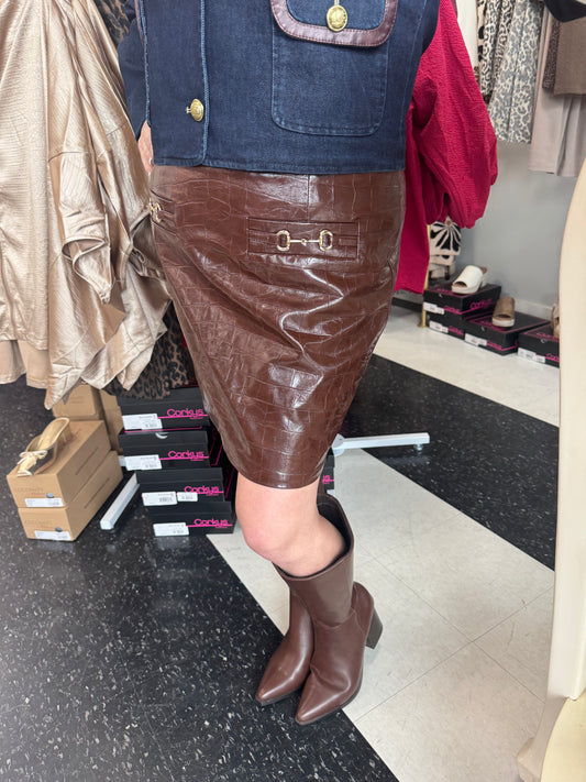 Mahogany Croc Skirt