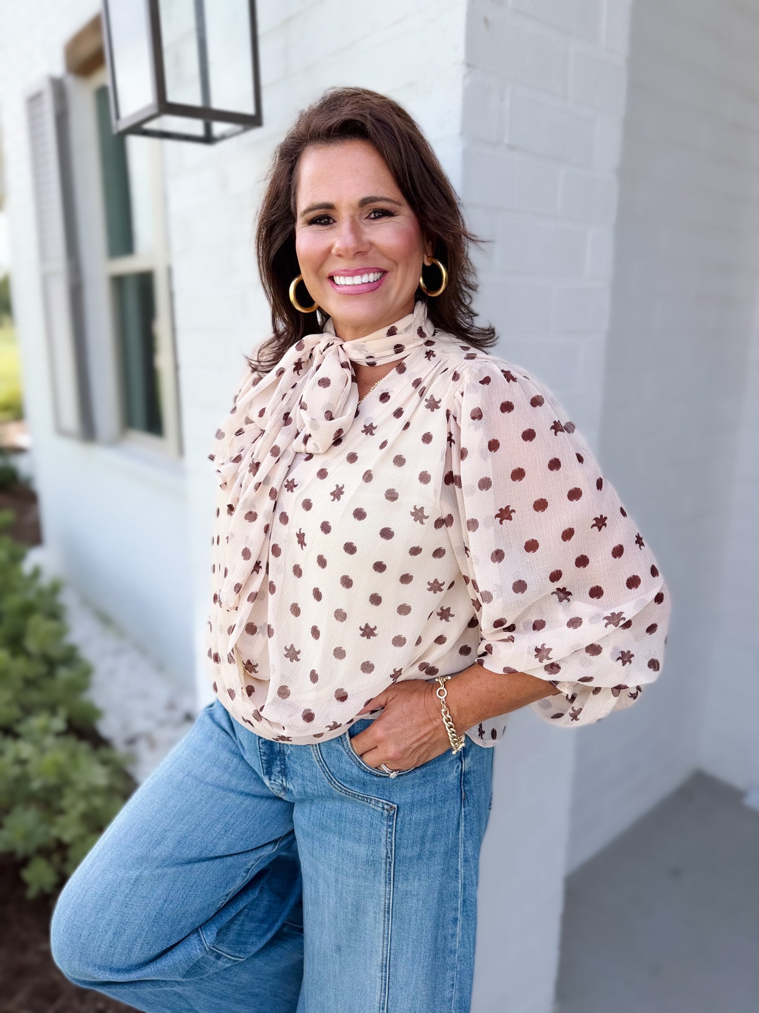 Dot To Dot Bubble Hem Blouse