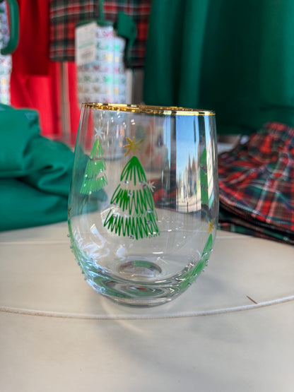 Holiday Stemless Wine Glass