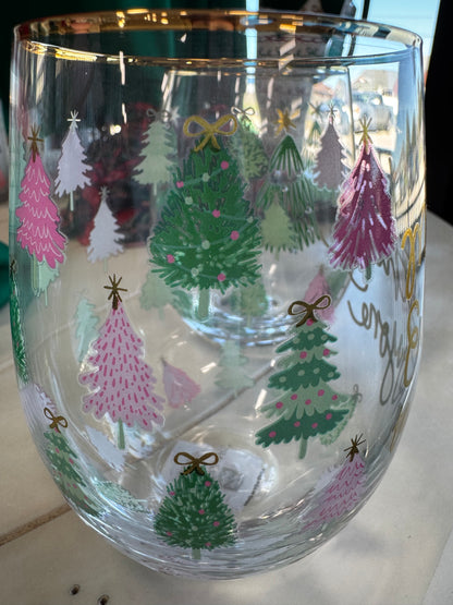 Holiday Stemless Wine Glass