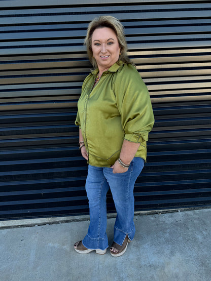 Satin Balloon Sleeve Top