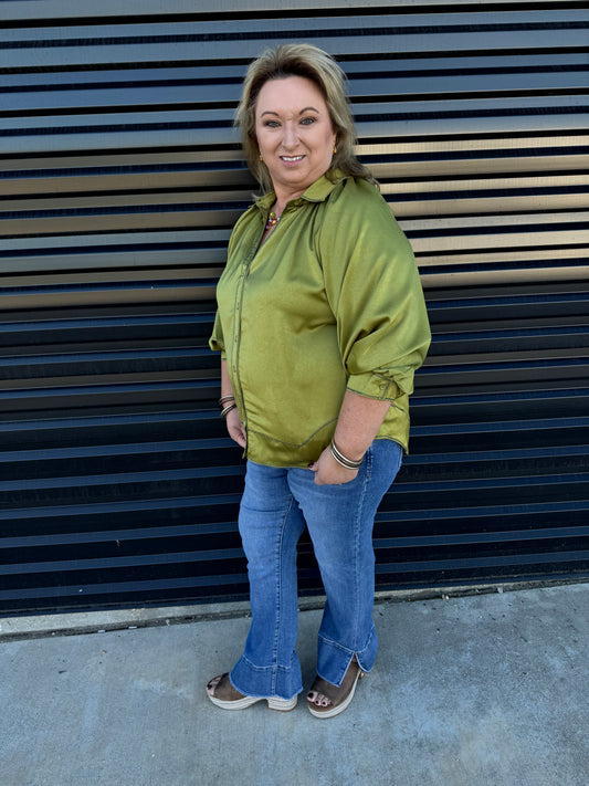 Satin Balloon Sleeve Top