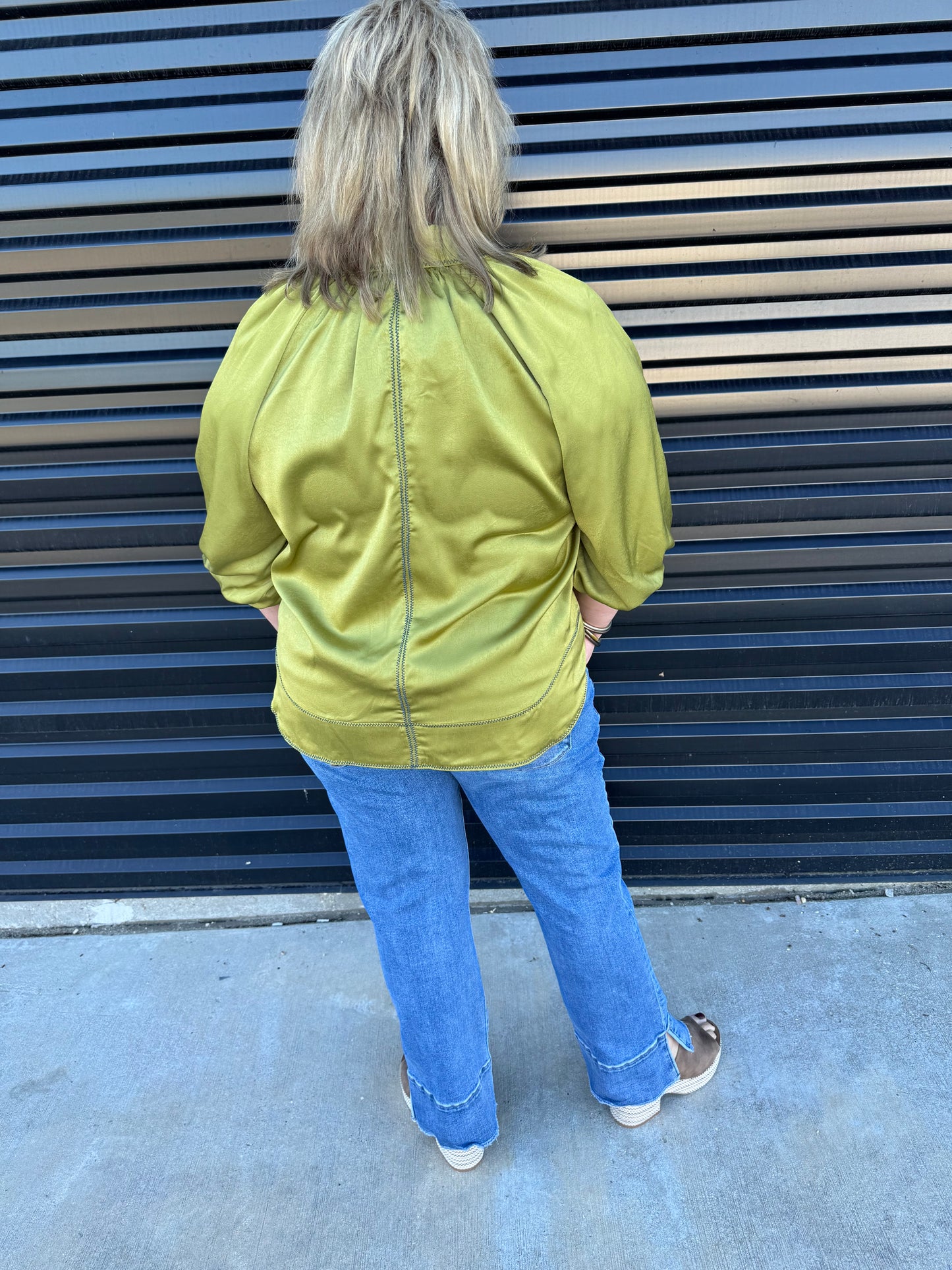 Satin Balloon Sleeve Top