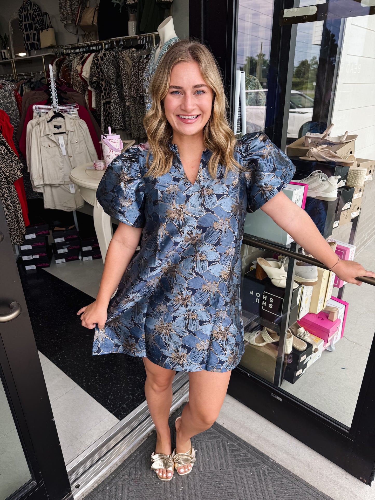 Metallic Free Falling Dress