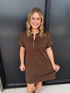 Ezra Textured Zipper Dress!