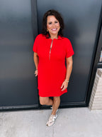 Ezra Textured Zipper Dress!