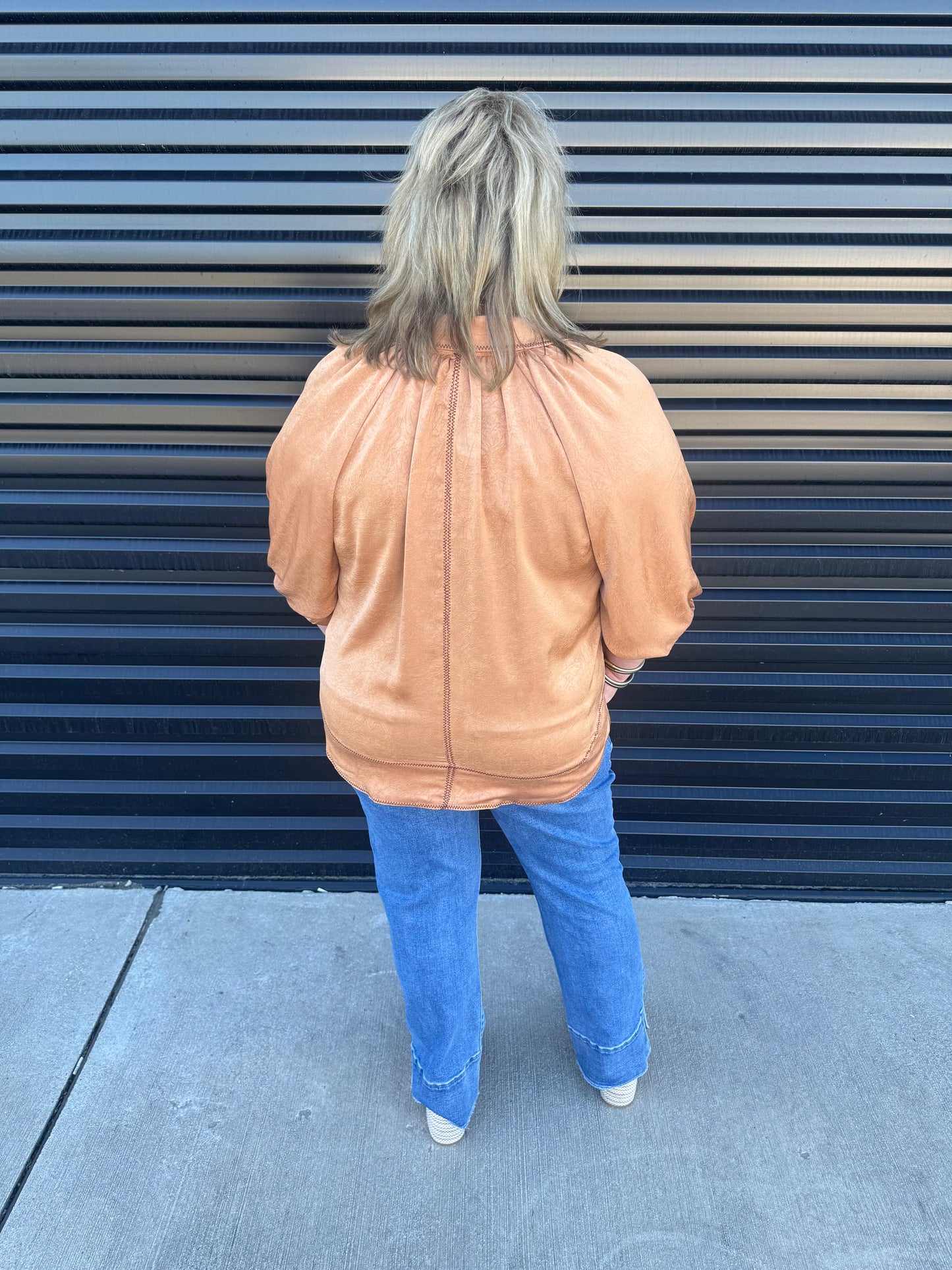 Satin Balloon Sleeve Top