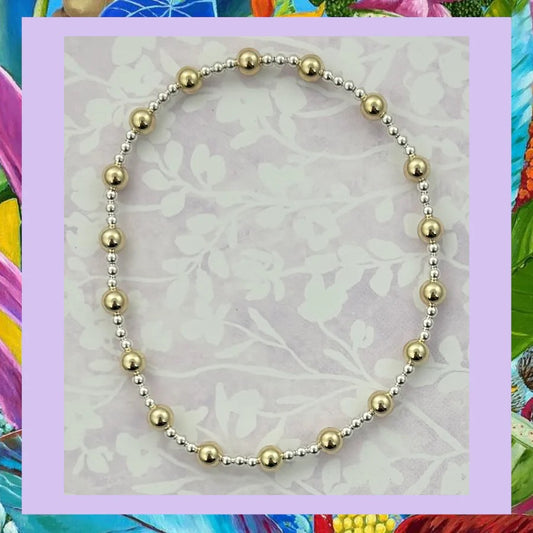 2mm Silver & 4mm Gold Pattern Bracelet