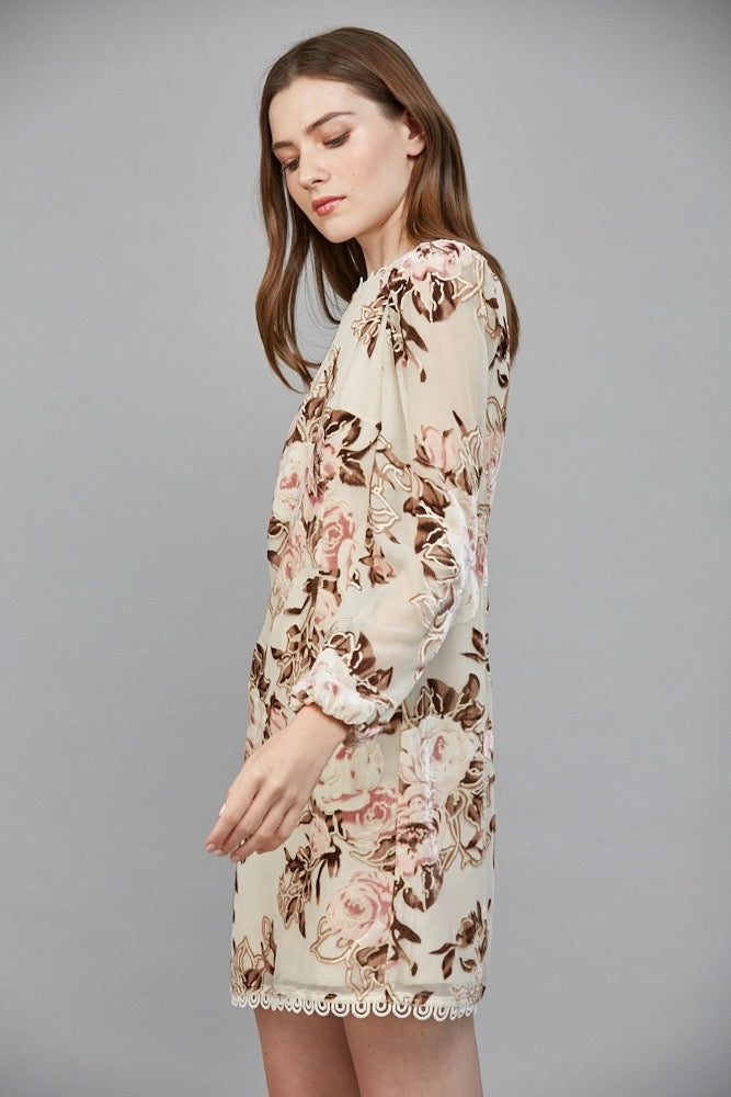 The Scalloped Bloom Mini Dress