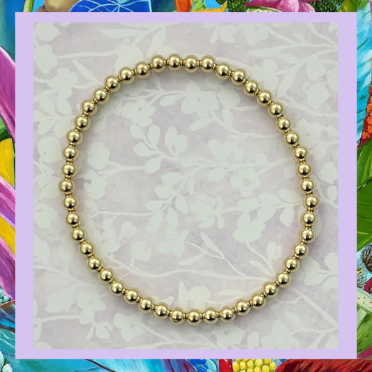 4mm Gold Beaded Bracelet