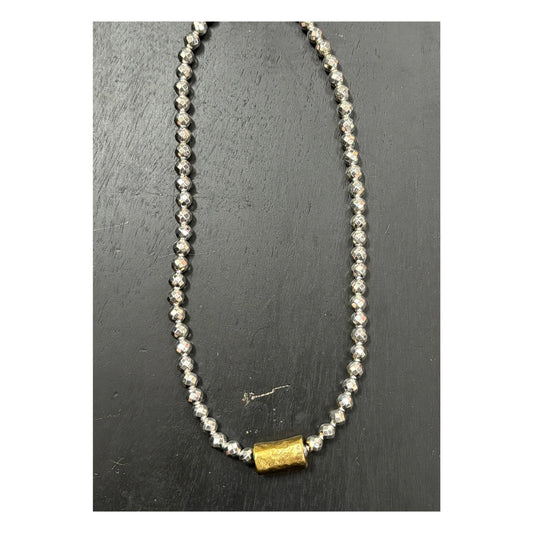 17'' Silver Hematite Beaded Necklace