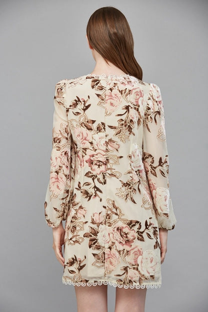 The Scalloped Bloom Mini Dress