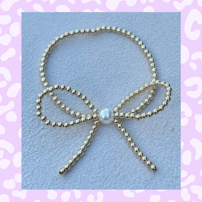3mm Bow Bracelet W/ Pearl Accent