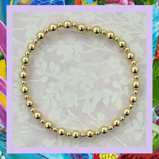 3&5mm gold Beaded Pattern Bracelet