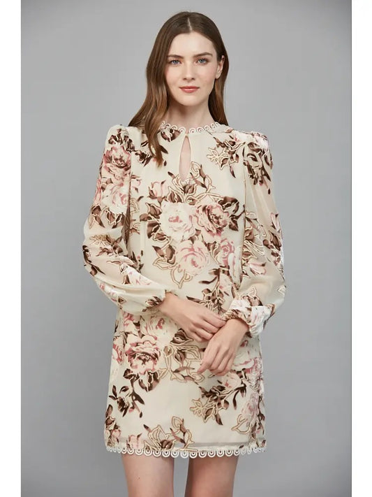 The Scalloped Bloom Mini Dress