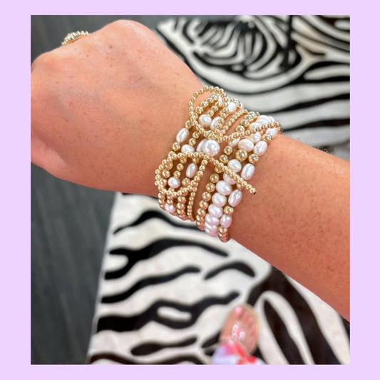 3mm Bow Bracelet W/ Pearl Accent