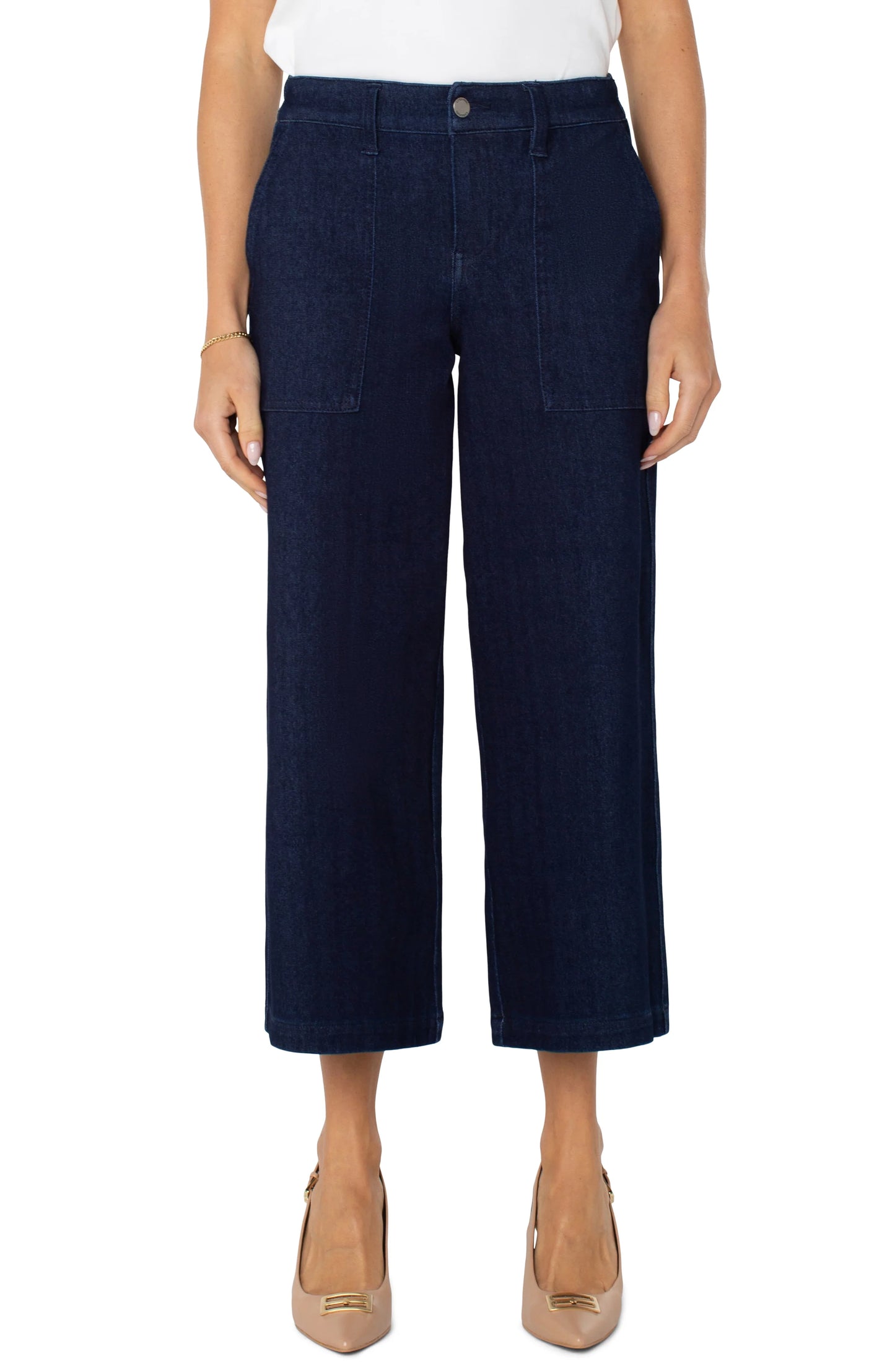 LiverPool Wide Leg Denim Cargo Crop