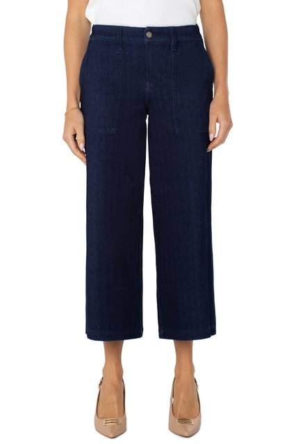 LiverPool Wide Leg Denim Cargo Crop