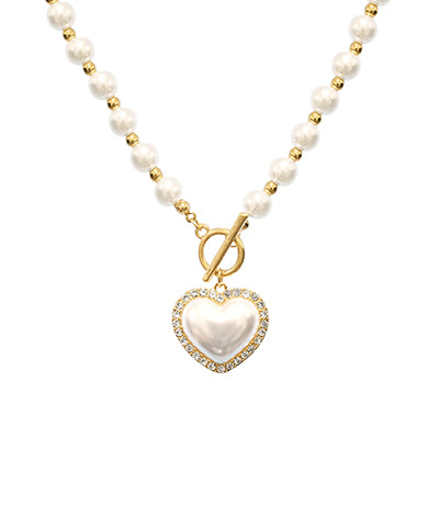Pearl Heart Charm Necklace