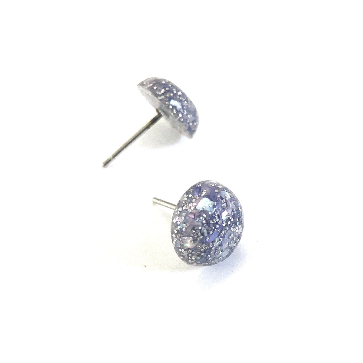 silver confetti studs