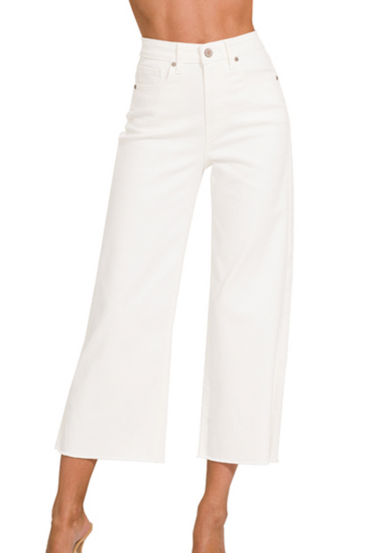 Zen Wide Leg White Jeans