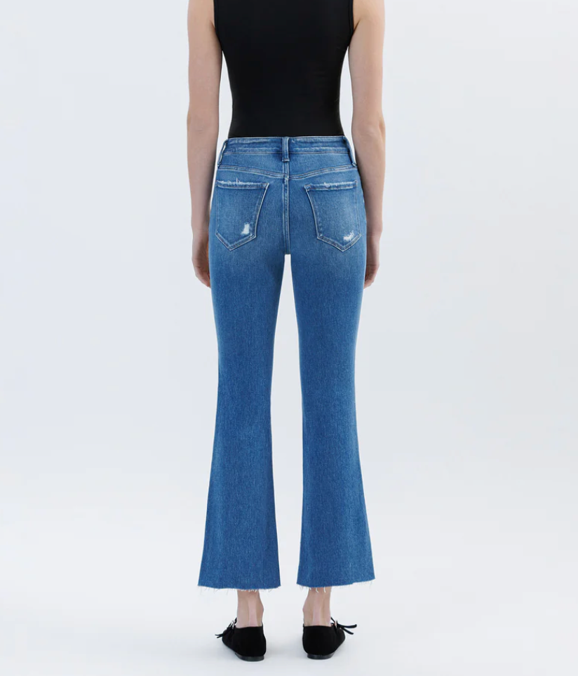 FM Vibrantly - High Rise Raw Hem Bootcut Jeans