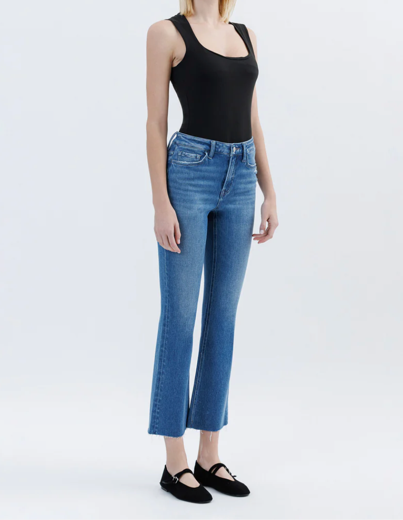FM Vibrantly - High Rise Raw Hem Bootcut Jeans