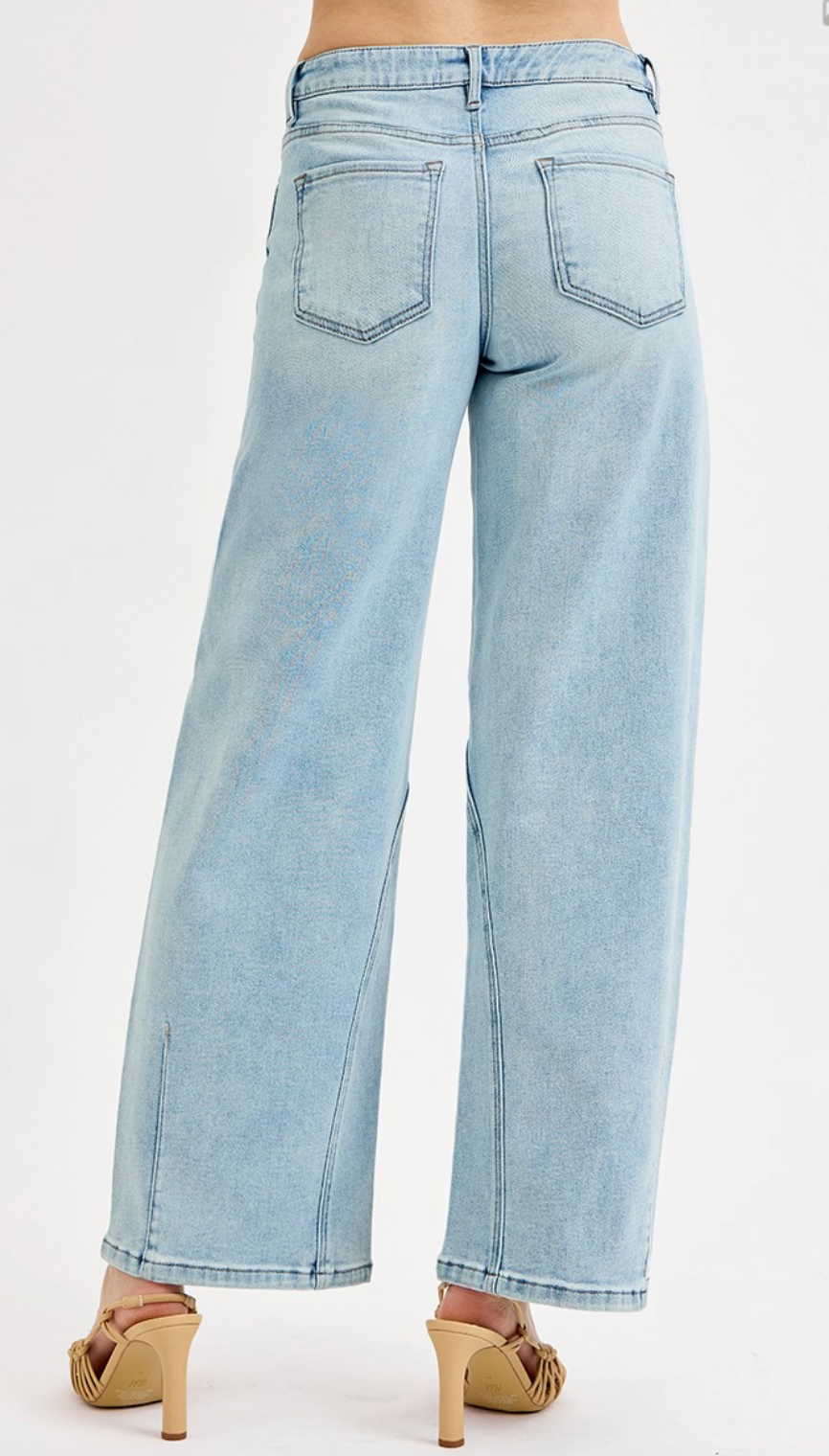 Risen Mid Rise Barrel Jeans