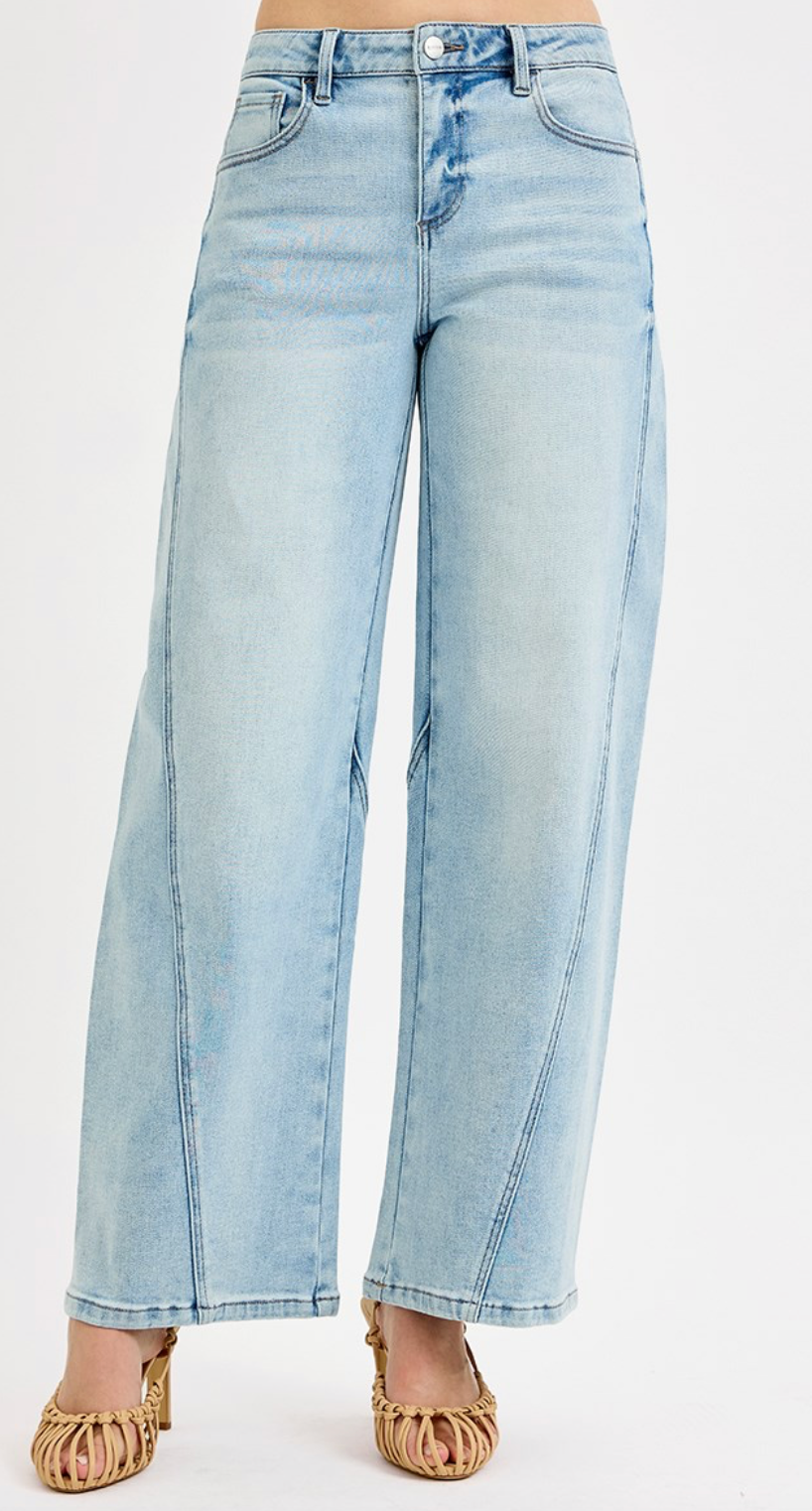 Risen Mid Rise Barrel Jeans
