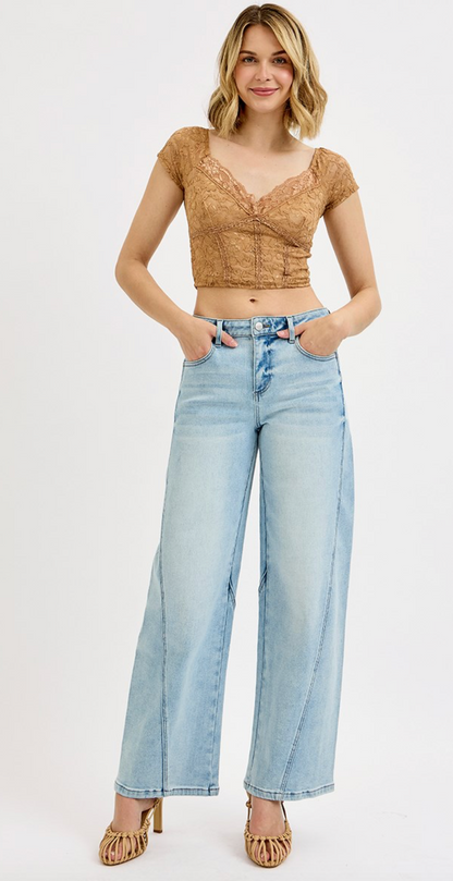 Risen Mid Rise Barrel Jeans