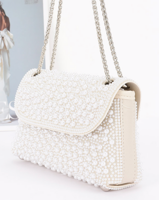Crystal Pearl Chain Shoulder Purse