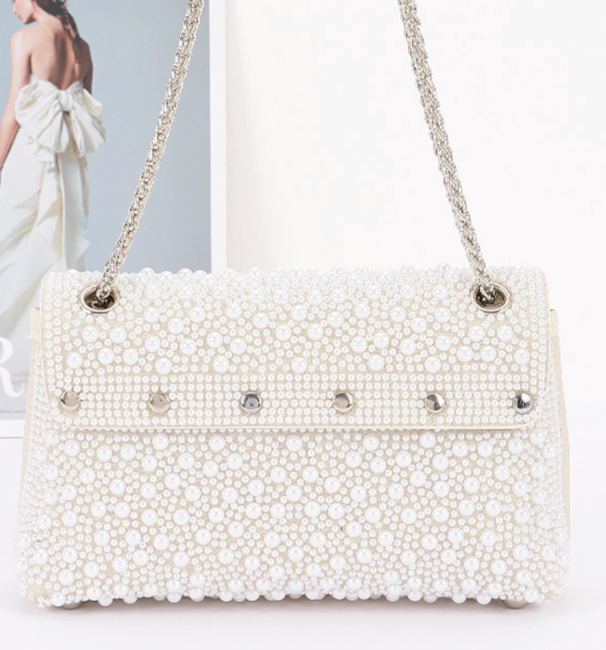 Crystal Pearl Chain Shoulder Purse