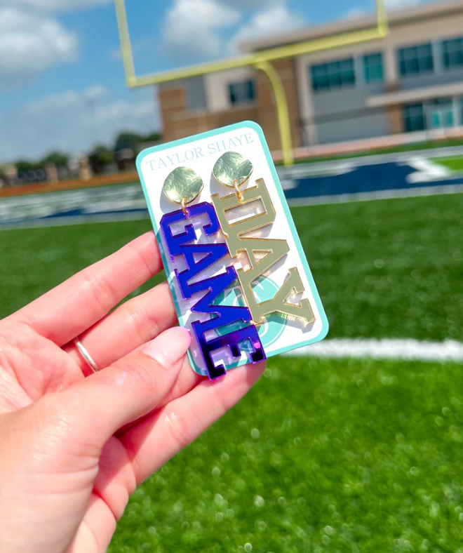 Acrylic Purple/Gold Mirror Gameday Drops