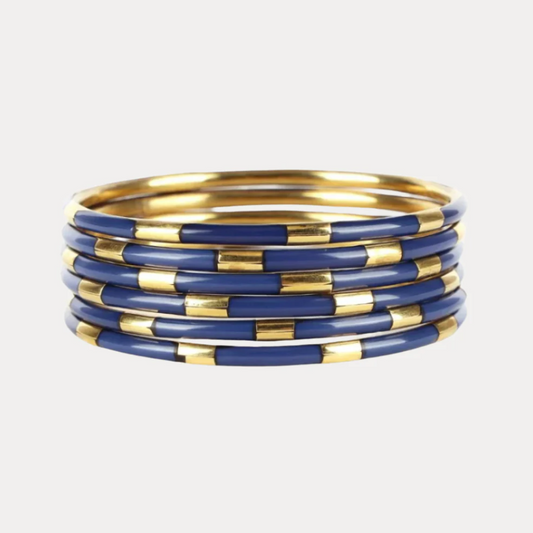 NAVY VEDA BANGLES - SET OF 6