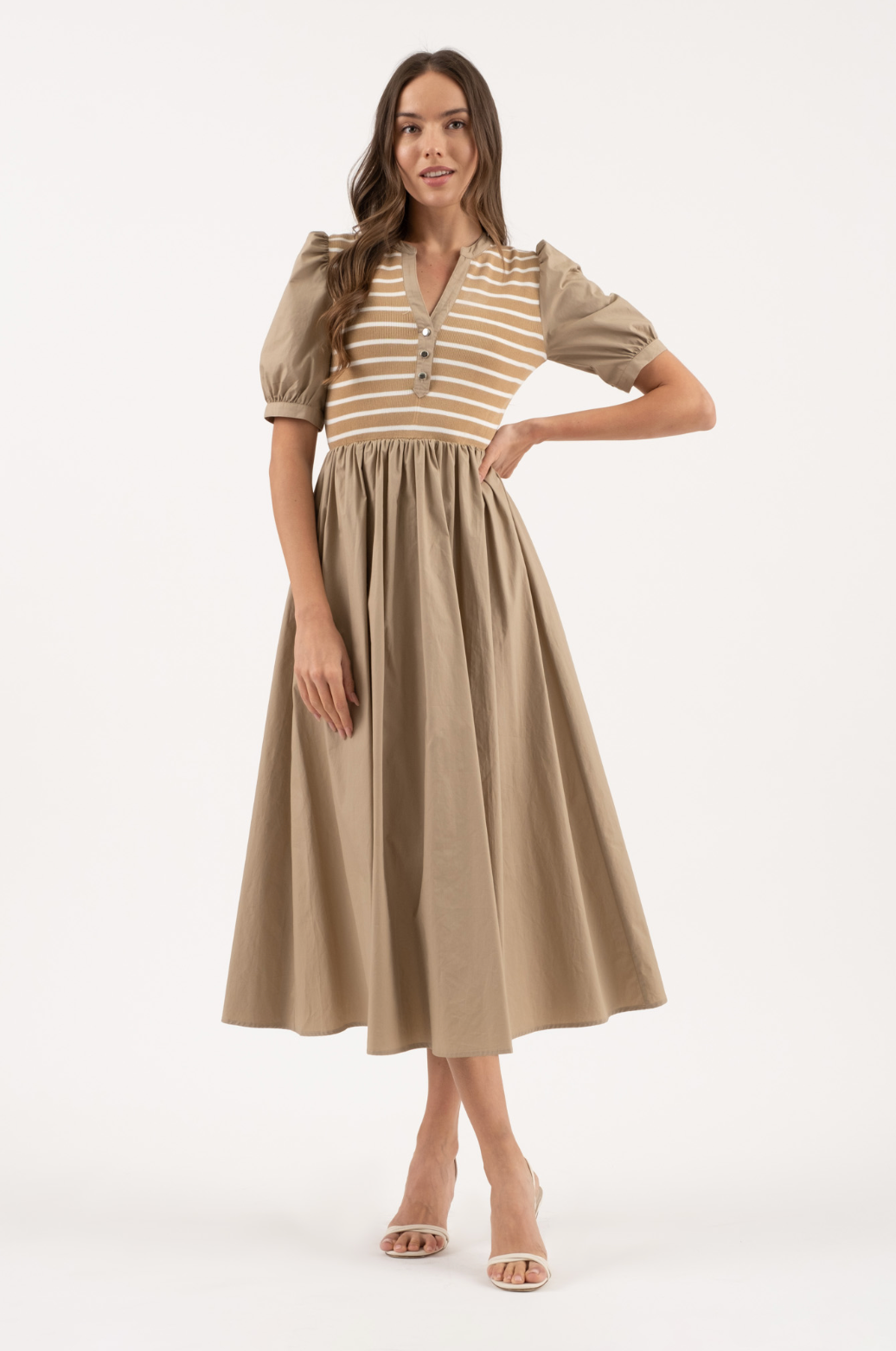 Khaki Harper Stripe Midi