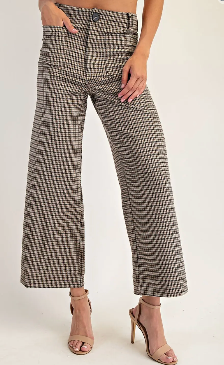 Houndstooth Straight Leg Pants