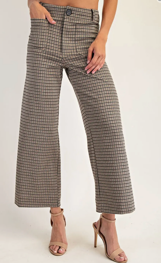Houndstooth Straight Leg Pants