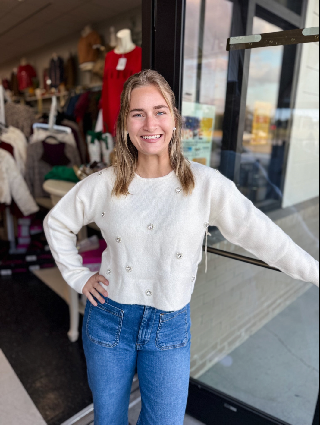 ✨ Starlight Pearl Embellished Sweater ✨