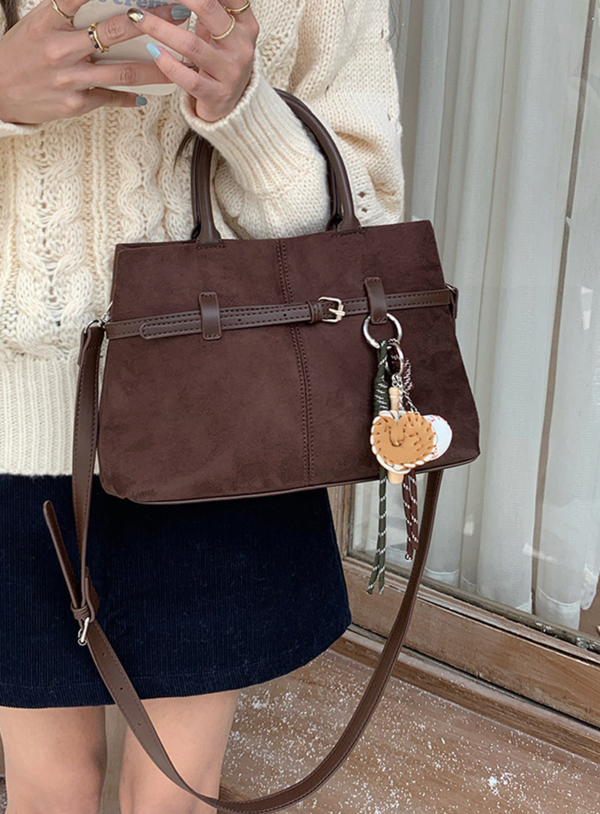 Margaret Faux Suede Hobo Tote Bag