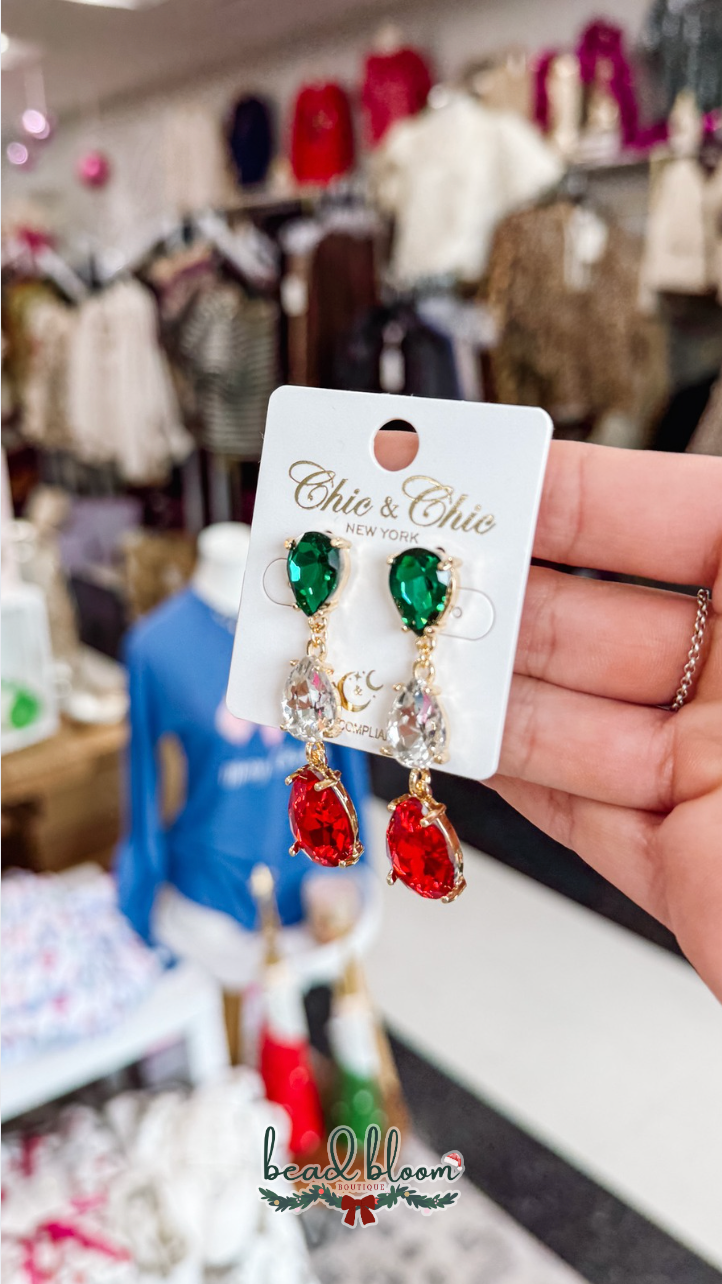 3 Tear Drop Holiday Earring