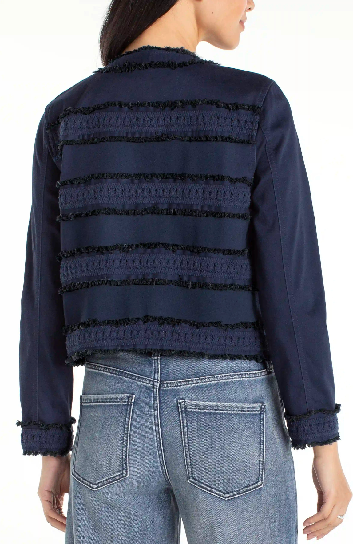 LP Collarless Jacket With Fray & Lace!