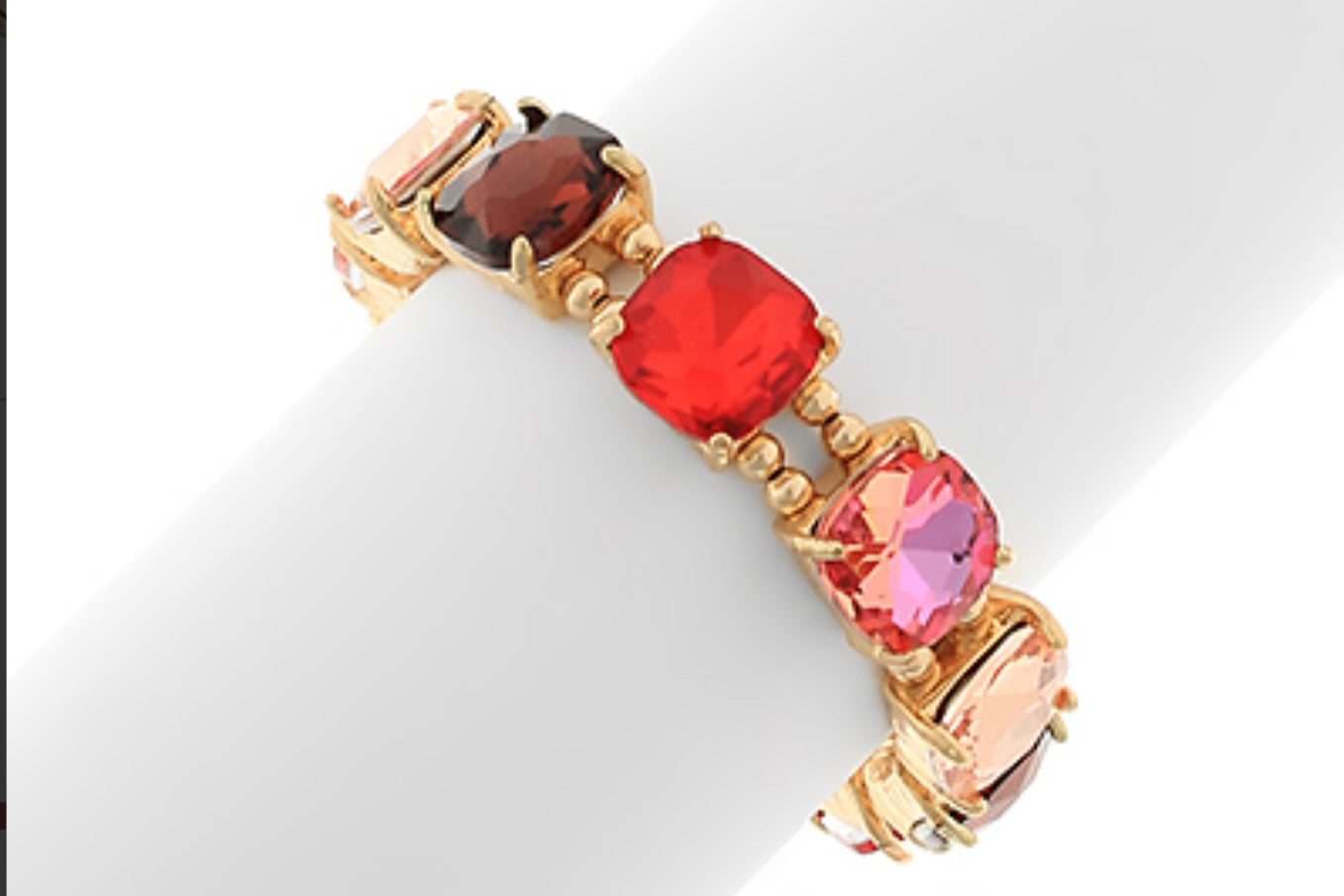 Cushion Cut Glass Stone Bracelet
