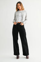Corduroy Mini Patch Pocket Wide Leg Pants